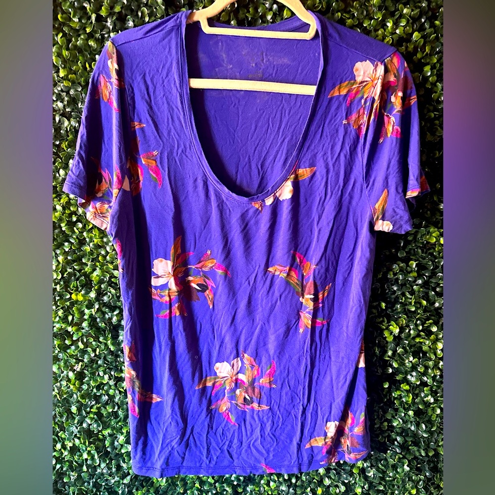 Royal Blue Floral Short Sleeve Tee